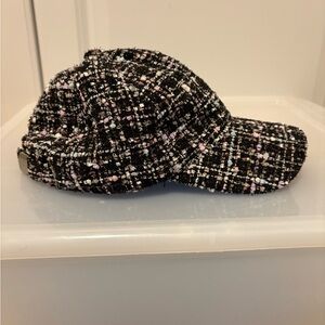 Anthropologie Black and Pink Tweed Hat